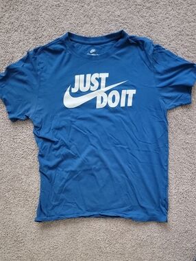 Nike Royal Blue Short Sleeve Tee with White 'Just Do It' Swoosh